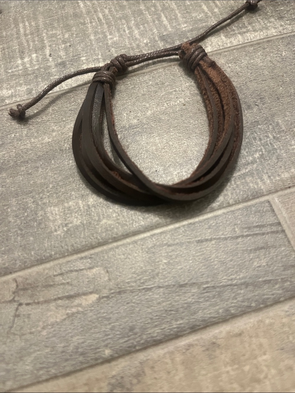 Men's Brown Multi-Strand Leather Slide Bracelet